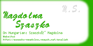 magdolna szaszko business card